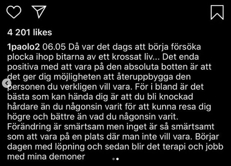 Paolo Robertos inlägg som Maggio reagerade på. Bildkälla: Instagram/veronicamaggio Paolo Robertos inlägg som Maggio reagerade på. Bildkälla: Instagram/veronicamaggio